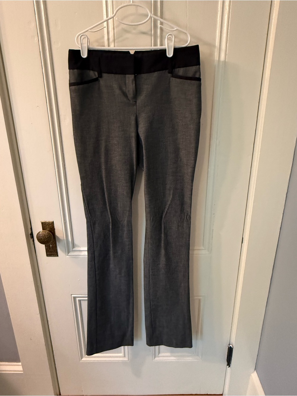 Express Women's Columnist Grey Dress Pants with Black Waistband 0L